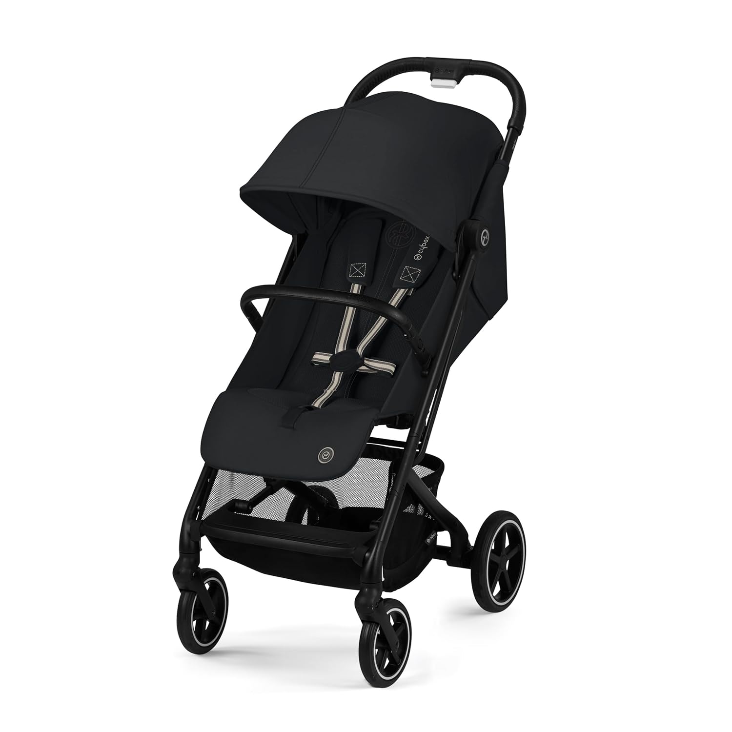 Cybex Gold Kinderwagen Beezy mit One-Pull Harness, Ab Geburt bis ca. 4 Jahre (max. 22 kg), Kompakt und ergonomisch, Almond Beige (Beige mit schwarzem Rahmen)