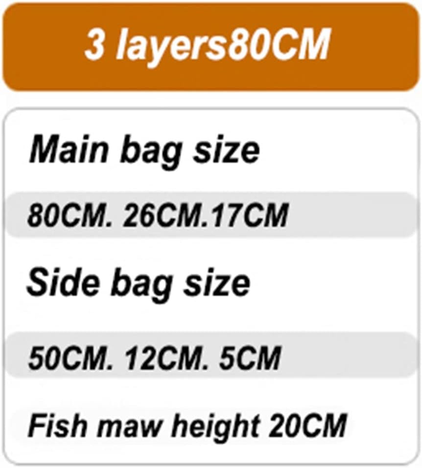 Angeltasche, dreilagig, verdickt, große Angelruten-Angeltasche mit Netz-Seitentasche, Angelzubehör (D 80 cm3 Schicht)