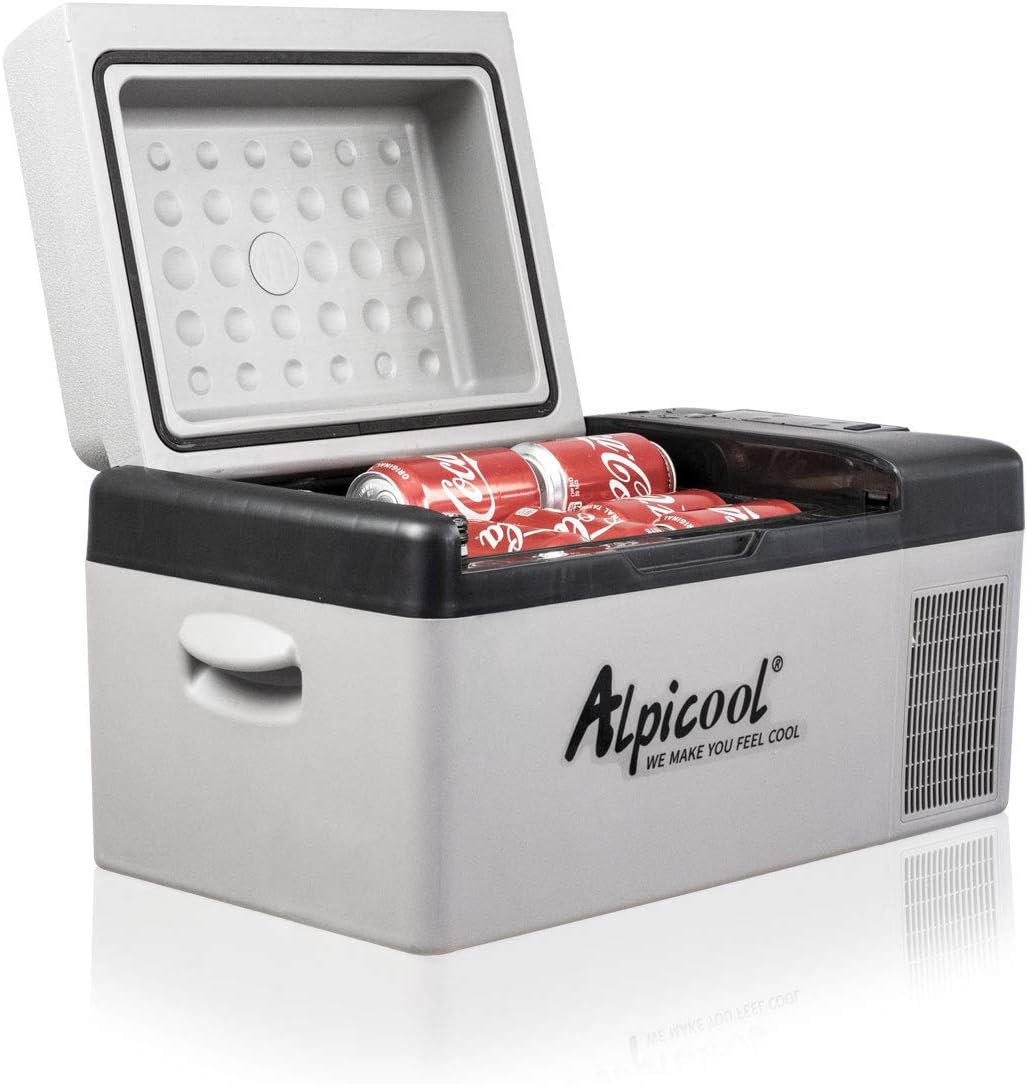 Alpicool C12 12L Cool Box 12 V Mini Fridge Electric Compressor Car Fridge Camping Freezer Box Small Portable for Car, Truck, Boat, RV with USB Connection