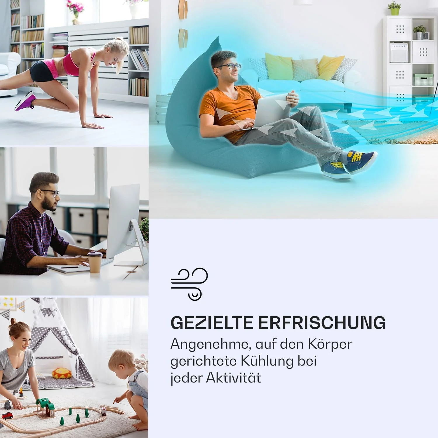 Klarstein Luftk��hler mit Wasserk��hlung, Leiser 4-in-1 Verdunstungsk��hler, Luftbefeuchter, Ventilator & Nachtmodus, Mobile Klimager?te Luftk��hler 7L, 65W Air Cooler, 330m3/h K��hlender Luftstrom