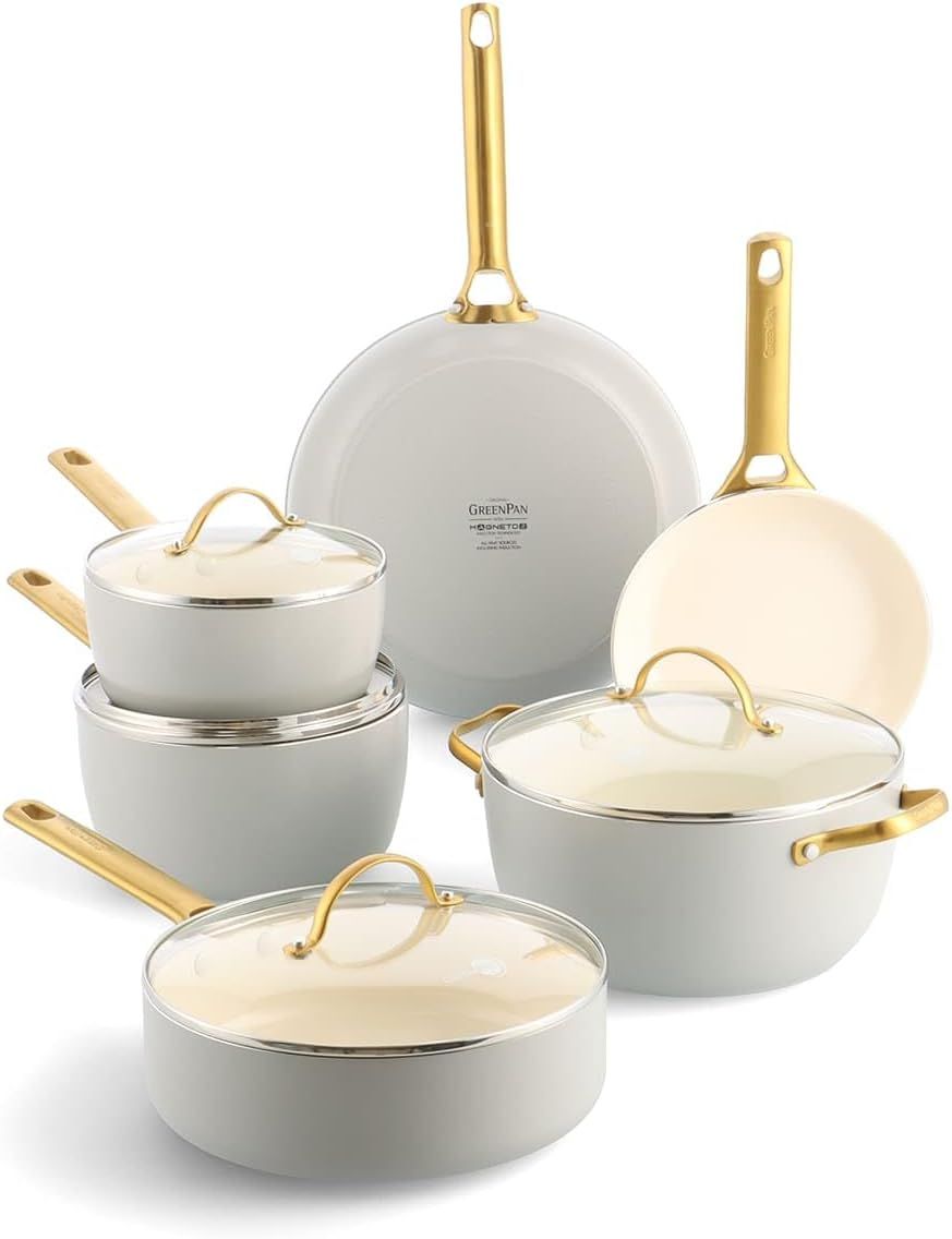 GreenPan Padova 10-Piece Induction-Ready Nonstick Ceramic Cookware Set, Dove Grey