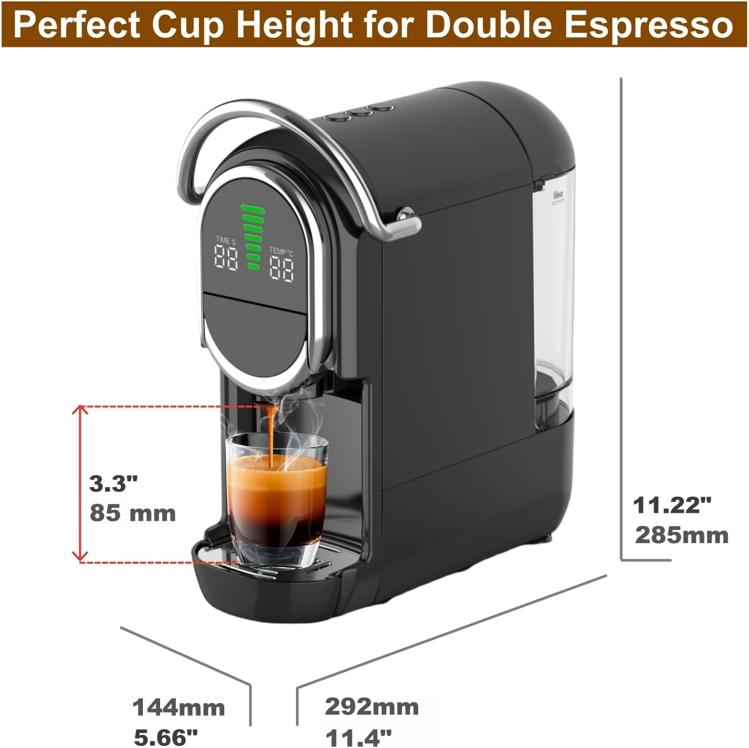 Magician1 Mini Pad-Kaffeemaschinen 5 in 1 für Nespresso Original, Dolce Gusto, Lavazza A Modo Mio Kapsel, ESE 44 mm Pads und Espresso gemahlener Kaffee, 20 Bar, 1450 W, Heiß- und Kaltgebrüht für