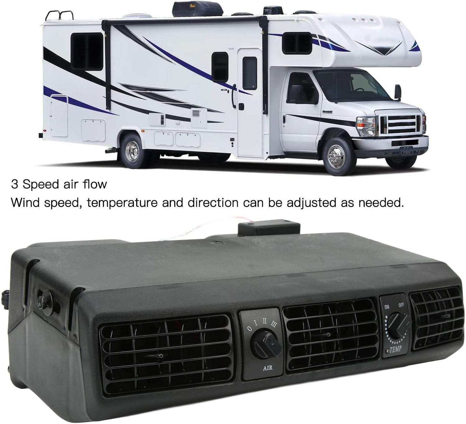 Focket Universelles Under Dash Klimaanlagen Verdampfer Kit, 360 CFM 3 Gang Kühlleistung 18853 BTU, 32 Pass 4 Wege Spule Universal Klimaanlage für Oldtimer, Wohnmobile (12V)