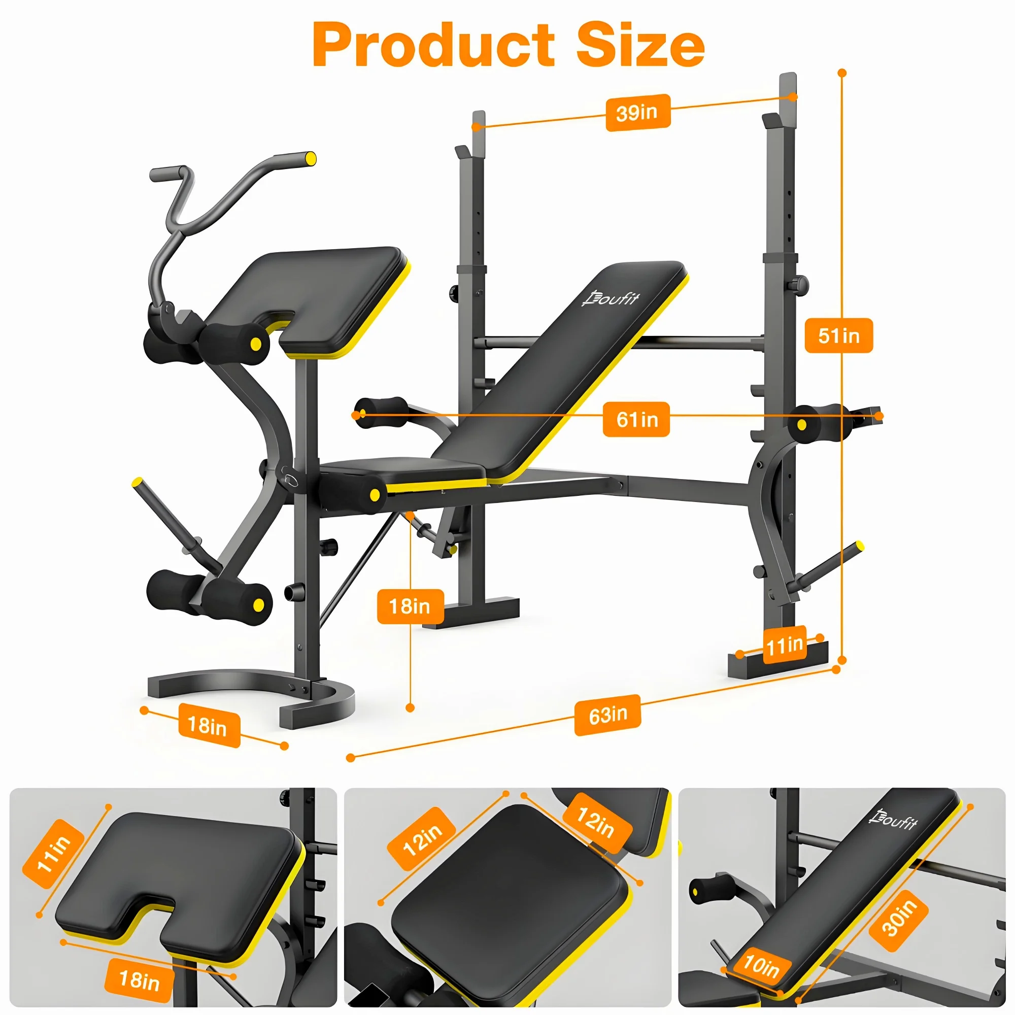 Weight Bench, Blacksmith 1100 lb 6 - in - 1 Workout Bench Press with Squat Rack Leg Developer Preacher Curl Butterfly Arms, Gym Exercise Equipment for Full Body Home Gym