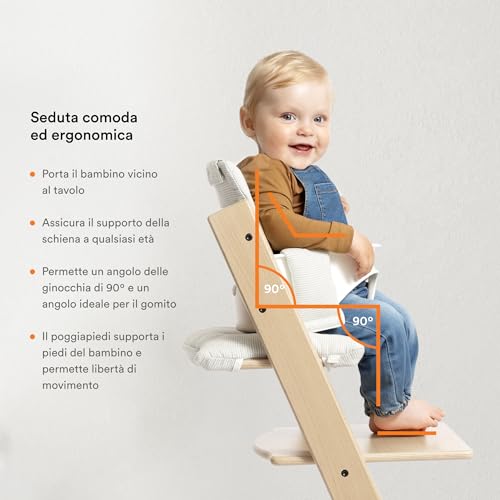 Seggiolone Tripp Trapp di Stokke con Baby Set, Serene Pink   Sedia regolabile ed evolutiva per bambini e adulti   Design ergonomico e classico : Prima infanzia