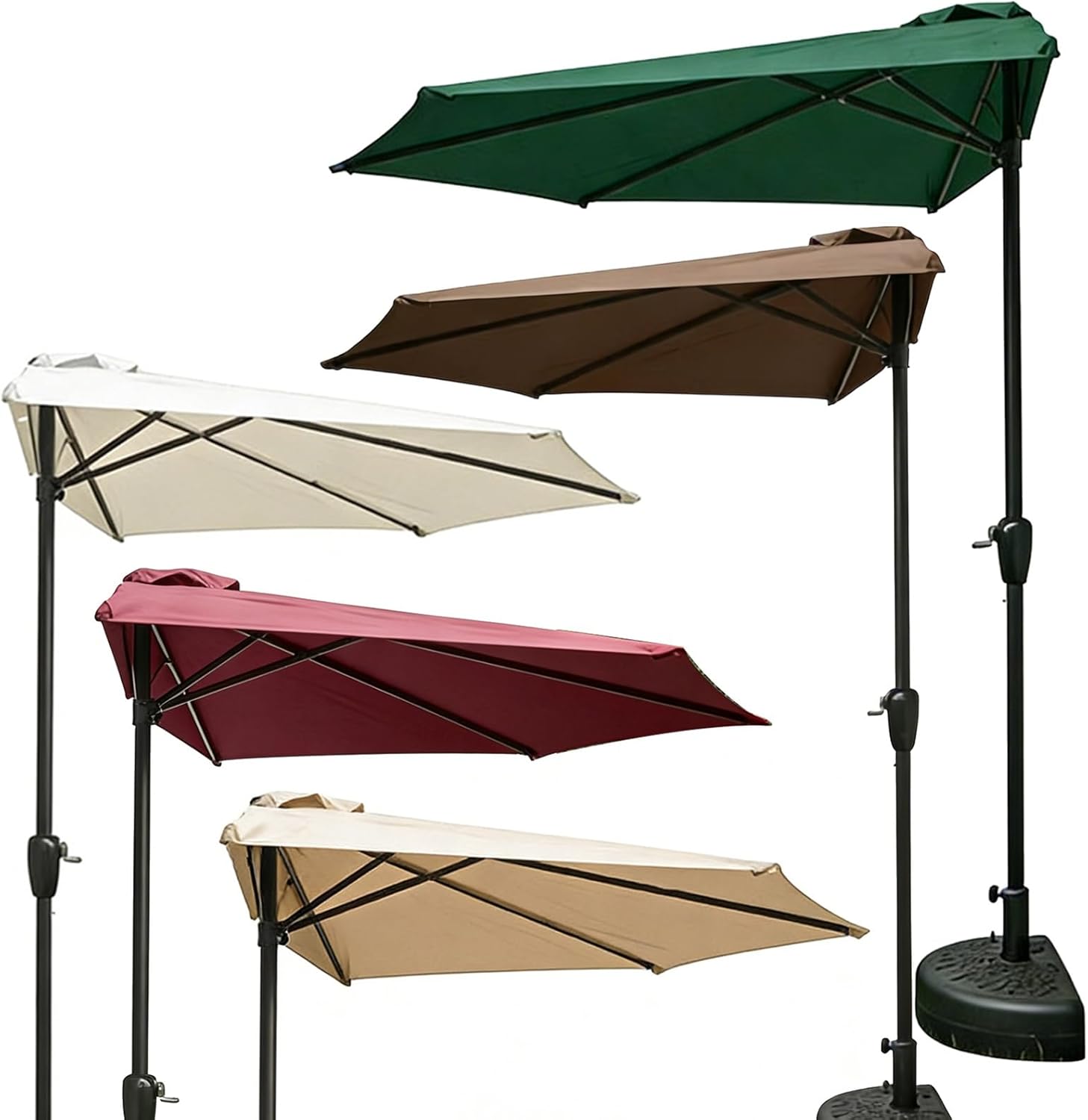 Sonnenschirm Mit Halbem Vordach for Den Außenbereich, 2,6 M Langer Sonnenschirm Ideal for Kleinen Schatten Auf Balkonen, Tischen Oder Terrassen(Green)
