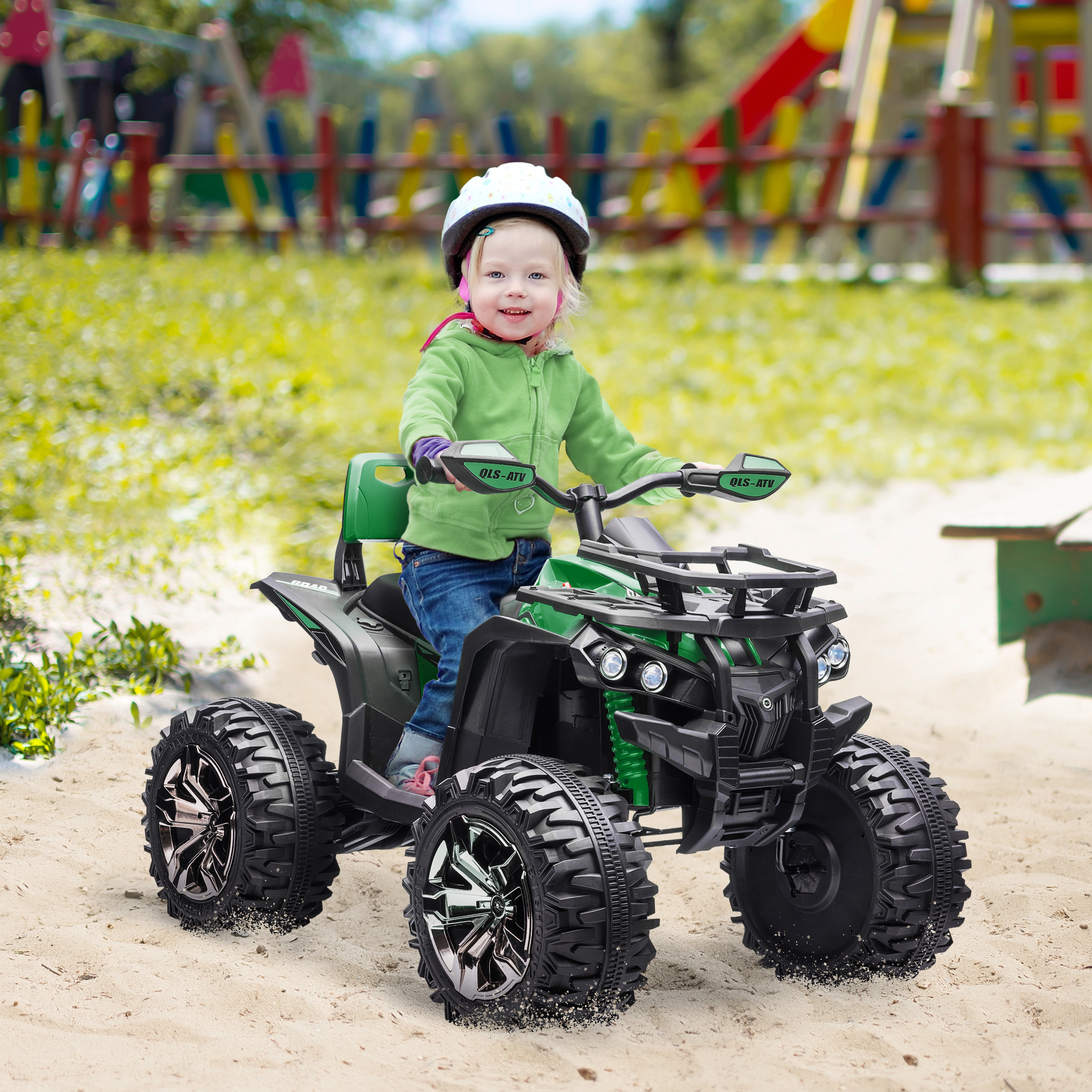 Elektrisch Kinderquad met Licht & Muziekaansluiting, 3-8 km/u, Voor 3-5 Jaar, Groen
