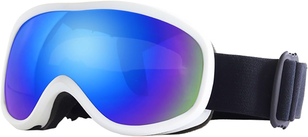 Skibrille, Unisex-Skibrille, doppellagig, UV400-Beschlag, große Skimaske, Brille, Skifahren, Schnee, Herren und Damen, Snowboardbrille, Schutzbrille für den Außenbereich (Farbe: Silber) (Weiß L)