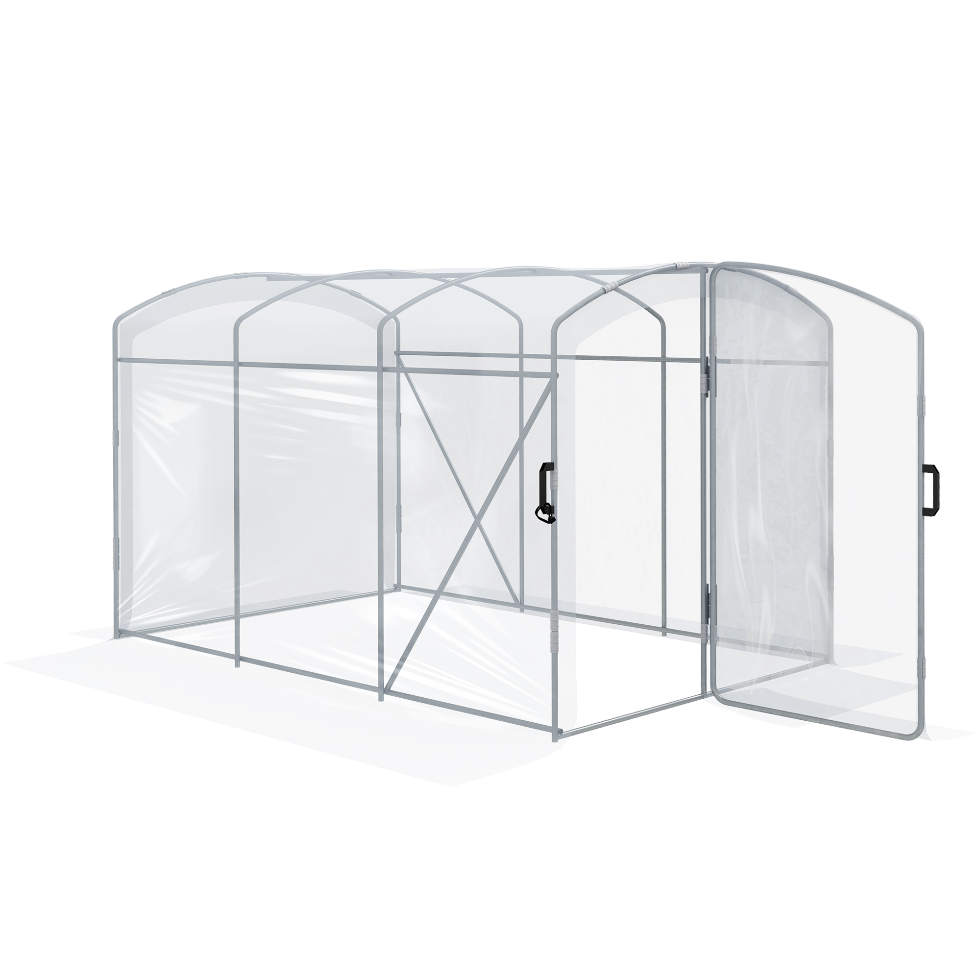 Tunnelkas, loopbaar, transparante folie, verzinkt stalen frame, 3 x 2 x 2m
