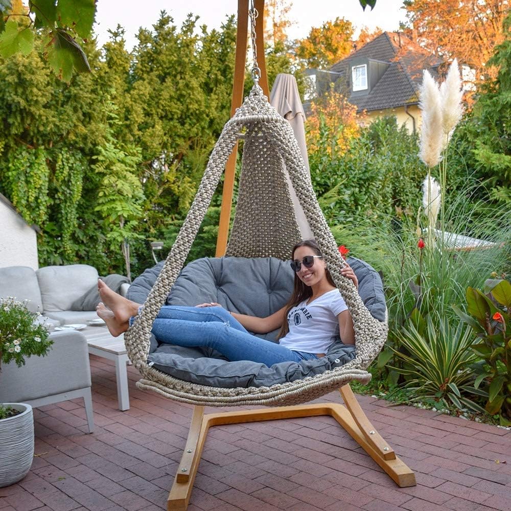Lola Hängesofa Nido XL Champagne wetterfest mit Kissen Anthracite - Kollektion 2019