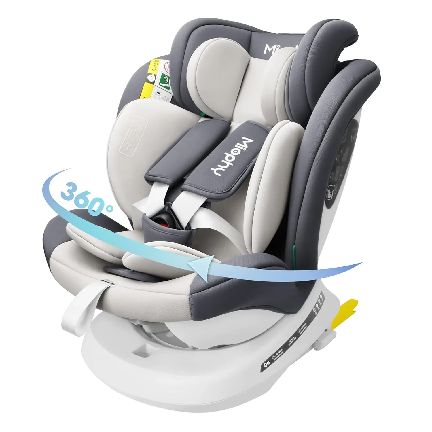 Miophy I-Size 360��drehbar Kindersitz, Gruppe 0+1/2/3, 0-12 Jahre, 40-150 cm, Baby Autositz mit isofix