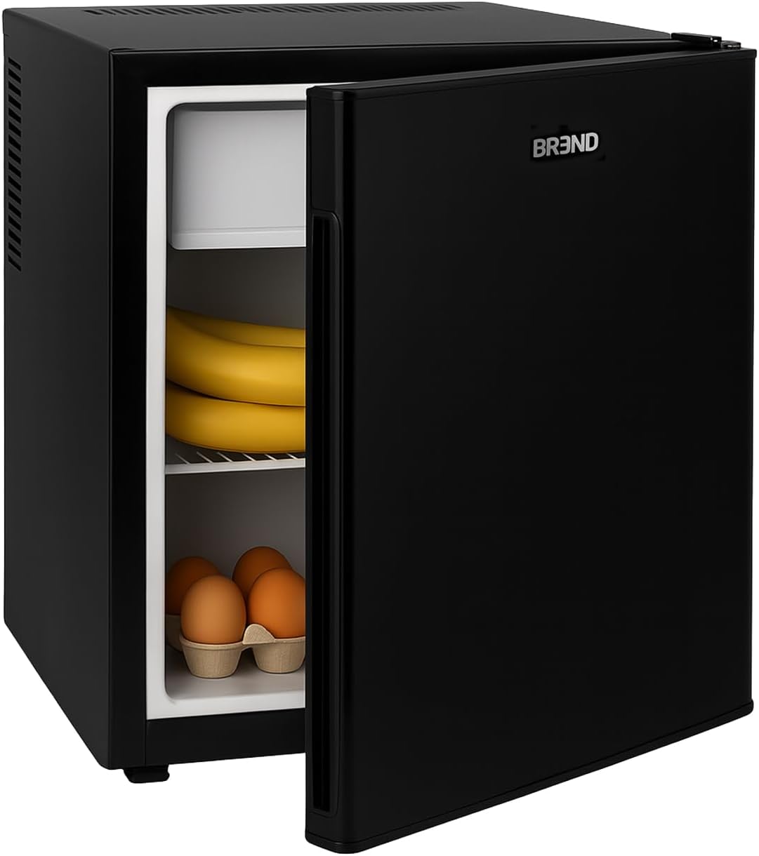 BREND BR-2241 Mini réfrigérateur avec congélateur - 42 + 5 litres - Réfrigérateur combiné - Éclairage LED - Noir - Idéal bureau, camping, chambre