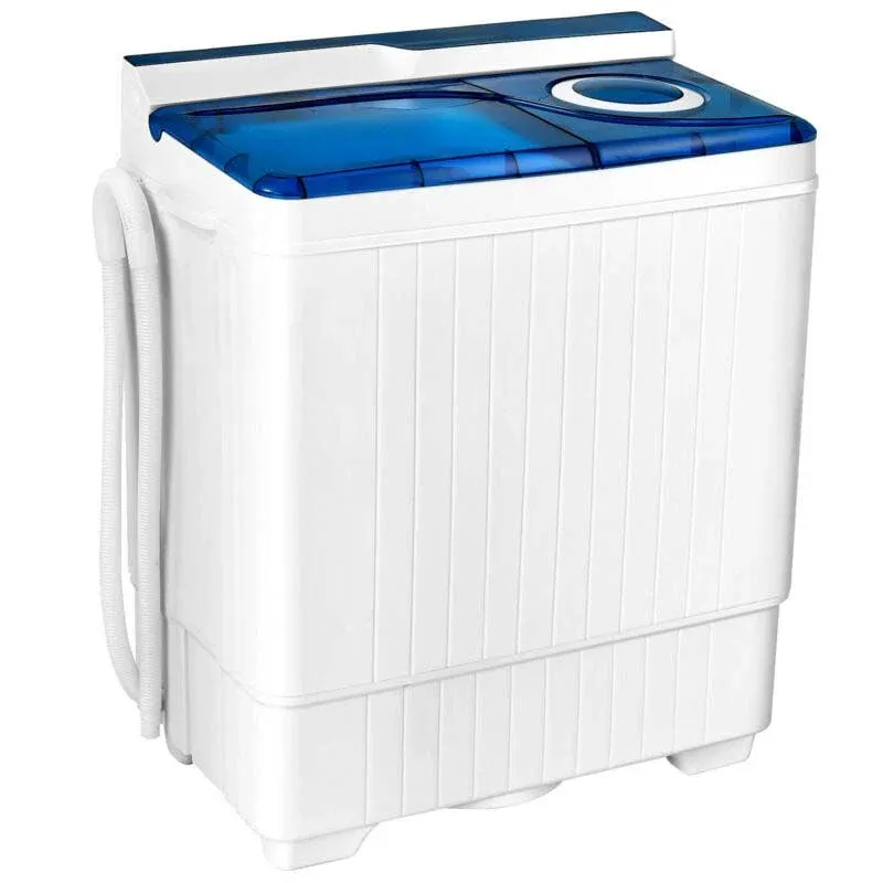 26 LBS Portable Washing Machine with Drain Pump 2in1 Twin Tub Top Load Washer Dryer Combo for RV Apartment