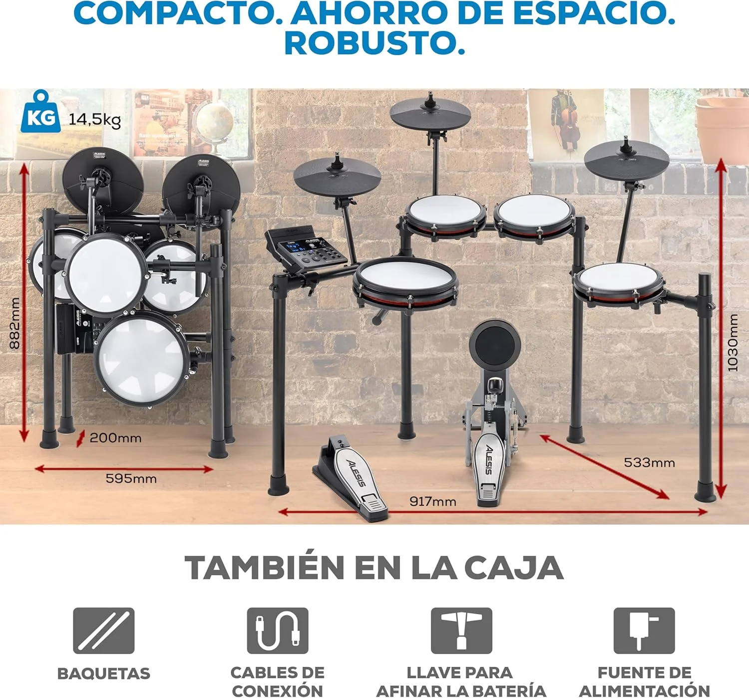 Alesis Nitro Max Kit Batería Electrónica con Parches Silenciosos de Malla, Caja de Doble Zona de 10