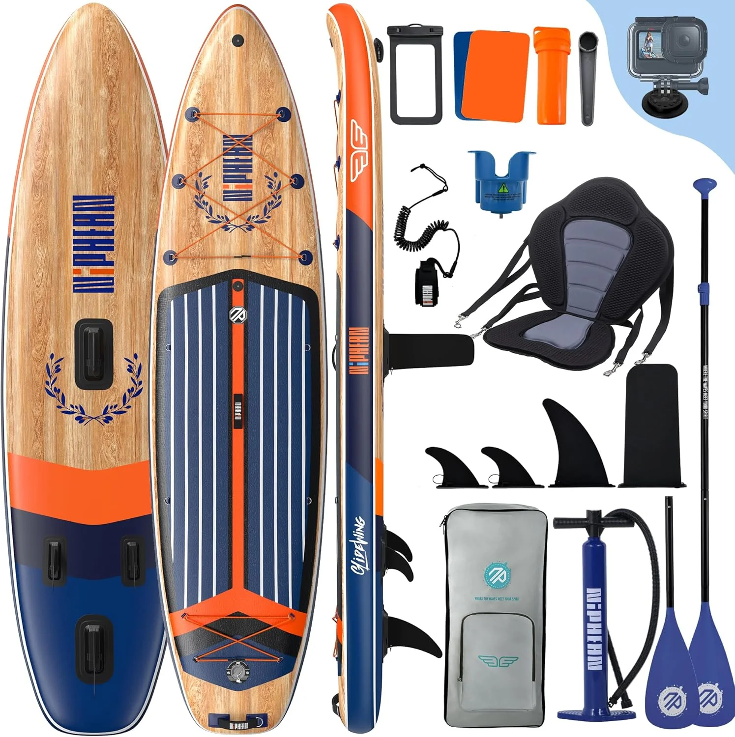 Niphean (Extra Grande) Tabla Paddle Surf Hinchable para 2+1 Personas/Familia, Paddle Surf con (Apto para Principiantes) Aleta Equilibrada, Funda Waterproof, Sup Board para Adultos, Regalo