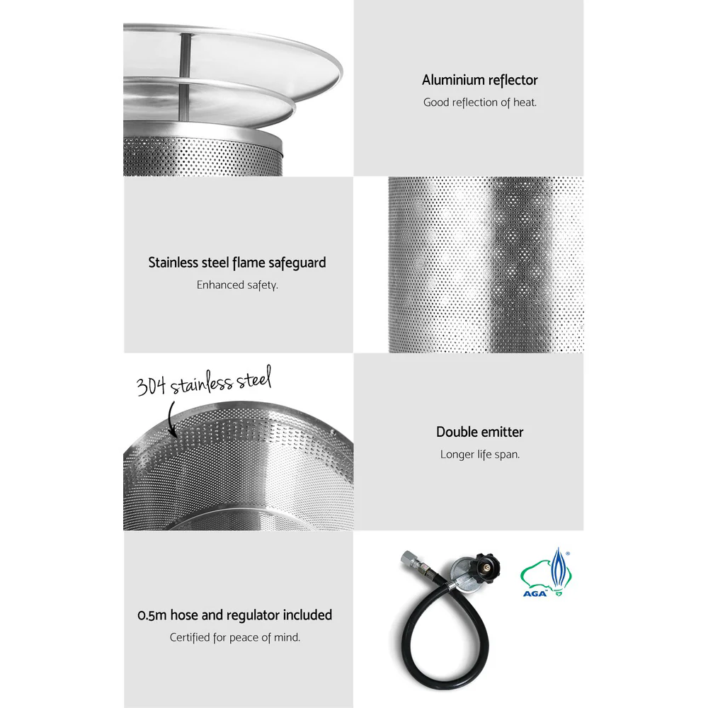 Devanti Outdoor Gas Patio Heater Black