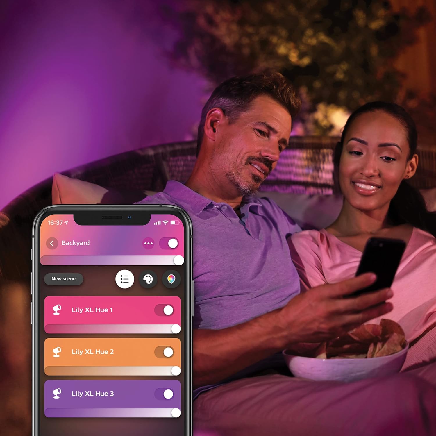 Philips Hue White & Color Ambiance Lily Gartenspot [nur Erweiterung], erfordert Hue Bridge + Base Kit (separat erhältlich), funktioniert mit Alexa, Google Assistant und Apple Homekit