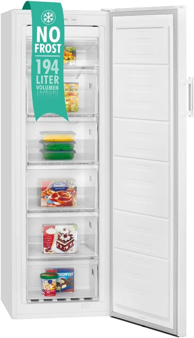 Bomann Gefrierschrank Nofrost freistehender Tiefk��hlschrank 194 Liter Nutzinhalt | No Frost - nie wieder abtauen - Schnellgefrierfunktion u. MultiAirflow-System | T��ranschlag wechselbar | GS 7326.1