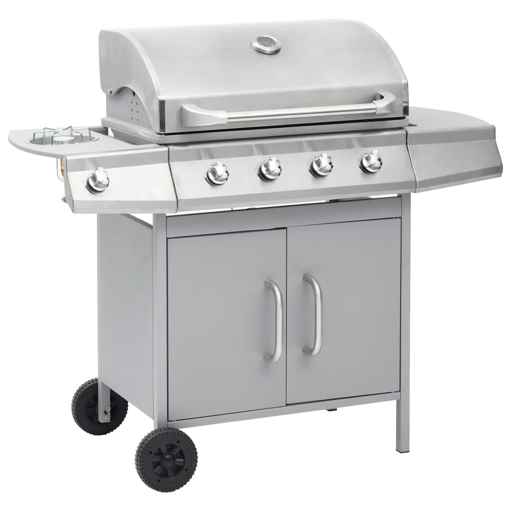 Grill gazowy Vidaxl z 4+1 palnikami, srebrny