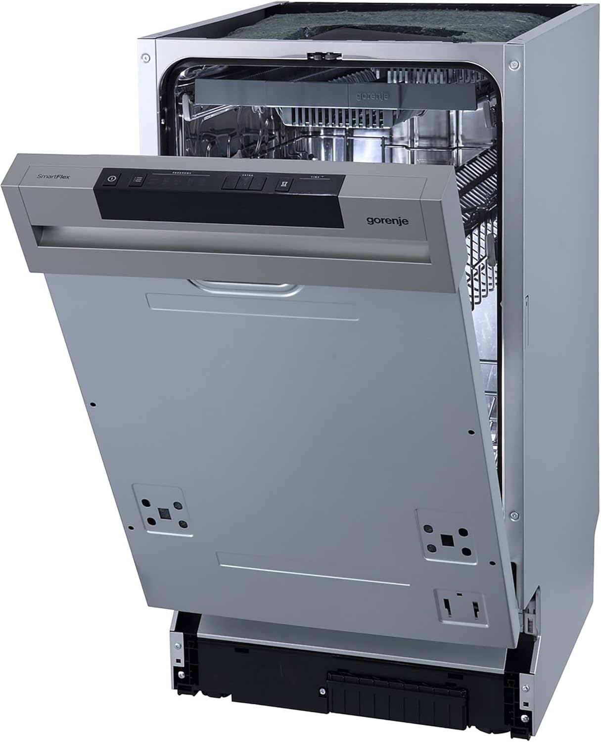 Gorenje GI 520 E15X Teilintegrierbarer Geschirrspüler / 45cm / 9 Maßgedecke / 5 Programme / 1h Reinigungsprogramm / höhenverstellbarer Oberkorb / vollständiger Überlaufschutz, Eingebaut, Edelstahl