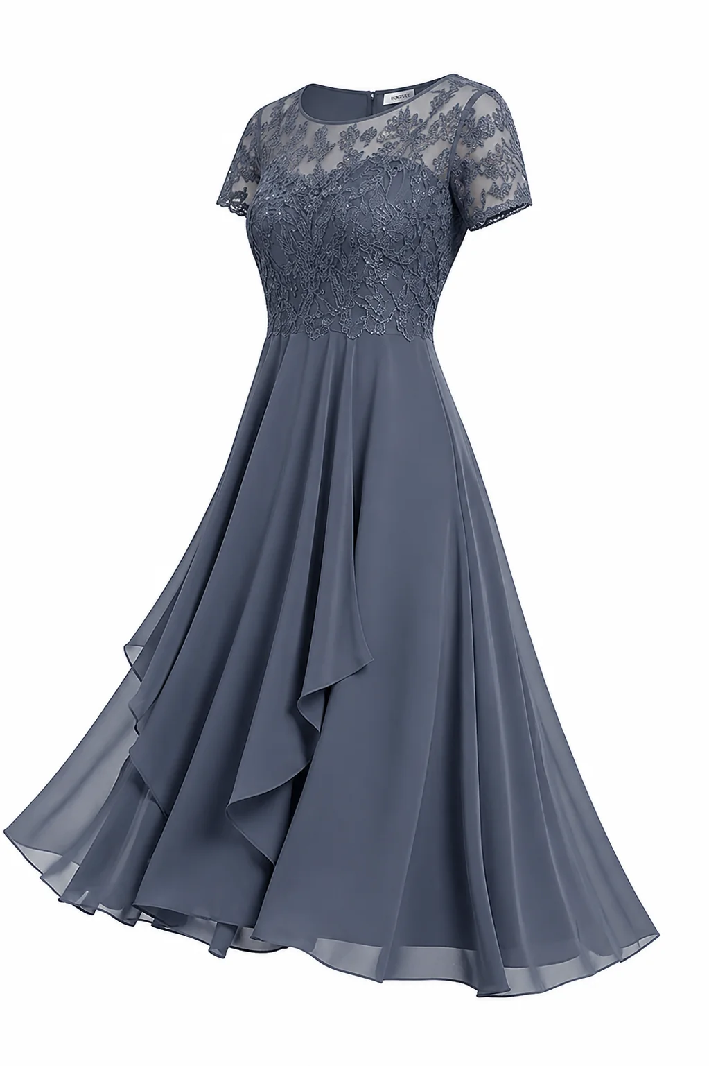 Elegantes Midi-Hochzeitsgastkleid mit Stickerei