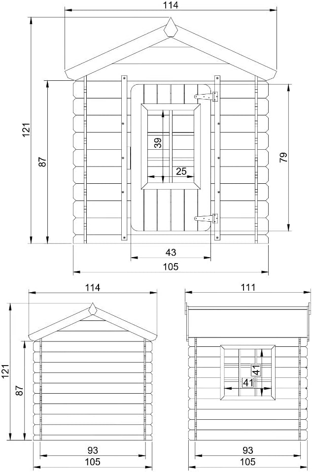 Timbela M570M-1 Kinderspielhaus aus Holz -Spielhaus im Freien für Kinder - 111x113xH121 cm/0.9 m2 Gartenspielhaus - Garten-Sommerhaus für Kinder (Die Dachfarbe ist blau)
