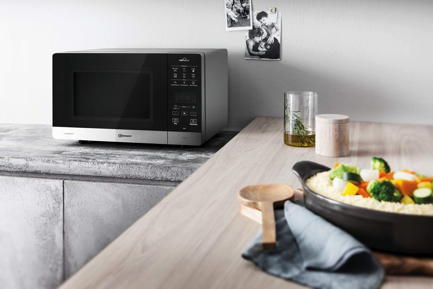Bauknecht MW 49 SL Freistehender Mikrowellen Backofen/ Mikrowelle 800 Watt/ Quarz-Grill 900 Watt/ Heißluft 1700 Watt/ Dampfgarfunktion inkl. Dampfgarbehälter