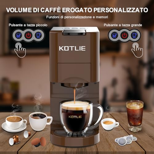 KOTLIE Macchina Da Caffè Capsule 4 in1,Per NES/DG/Caffè Macinato/ESE PadS(44mm),19Bar,800ML(AC 513K) : Amazon.it: Casa e cucina