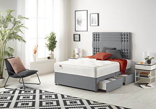 Set di divano letto Flexby con materasso a molle in memory foam, 2 cassetti con testiera, disponibile in diversi tessuti e colori da 90 cm, 10 cm, 10 cm e 10 m (letto singolo, peluche antracite) : Casa e cucina