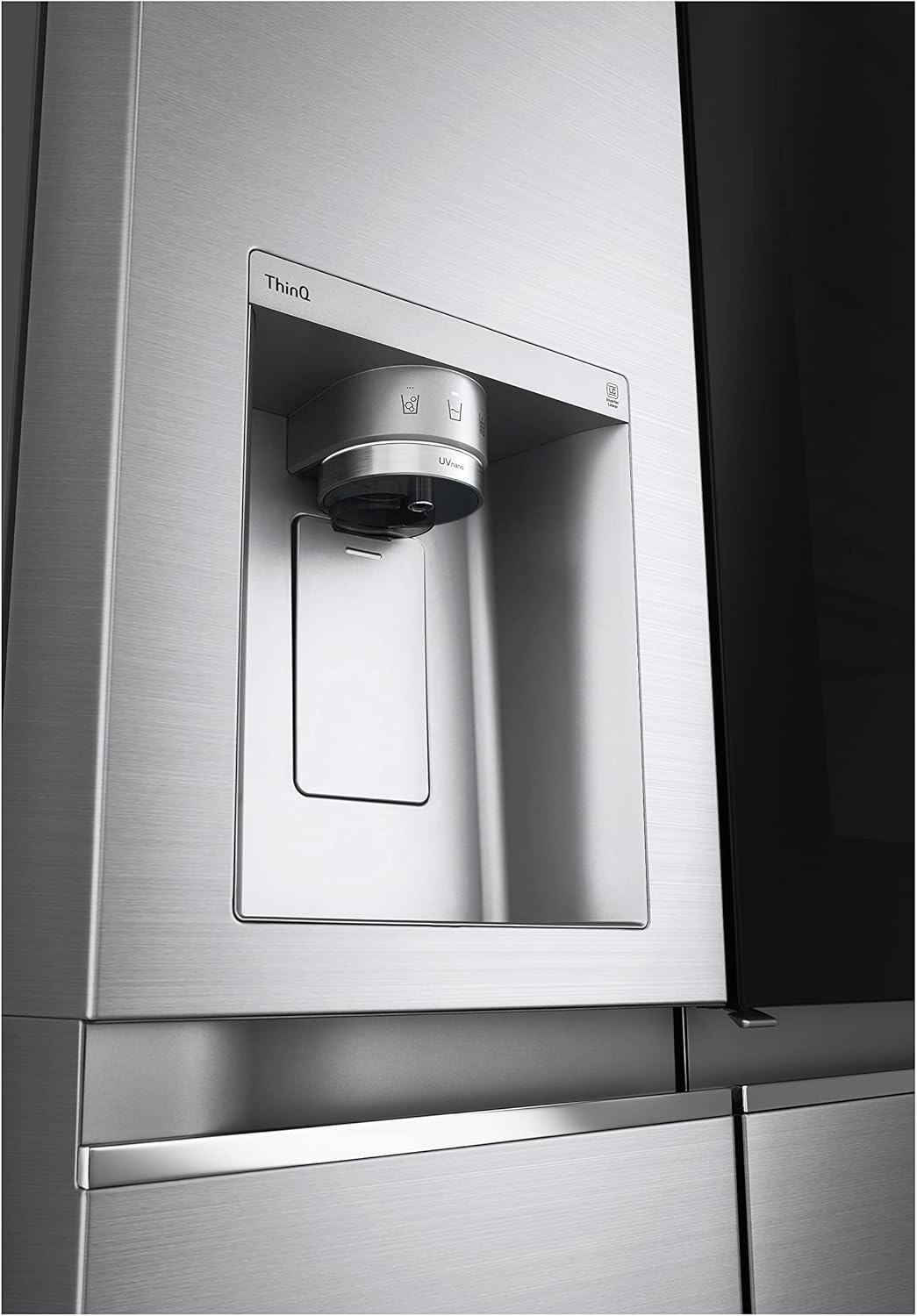 LG GSXV91PZAE Amerikanischer Kühlschrank Side by Side InstaView Total No Frost mit Gefrierfach, 635 l, Nano-UV-Eis-Spender, Türkühlung, Linear Cooling, Smart Kühlschrank mit WLAN und Gefrierschrank