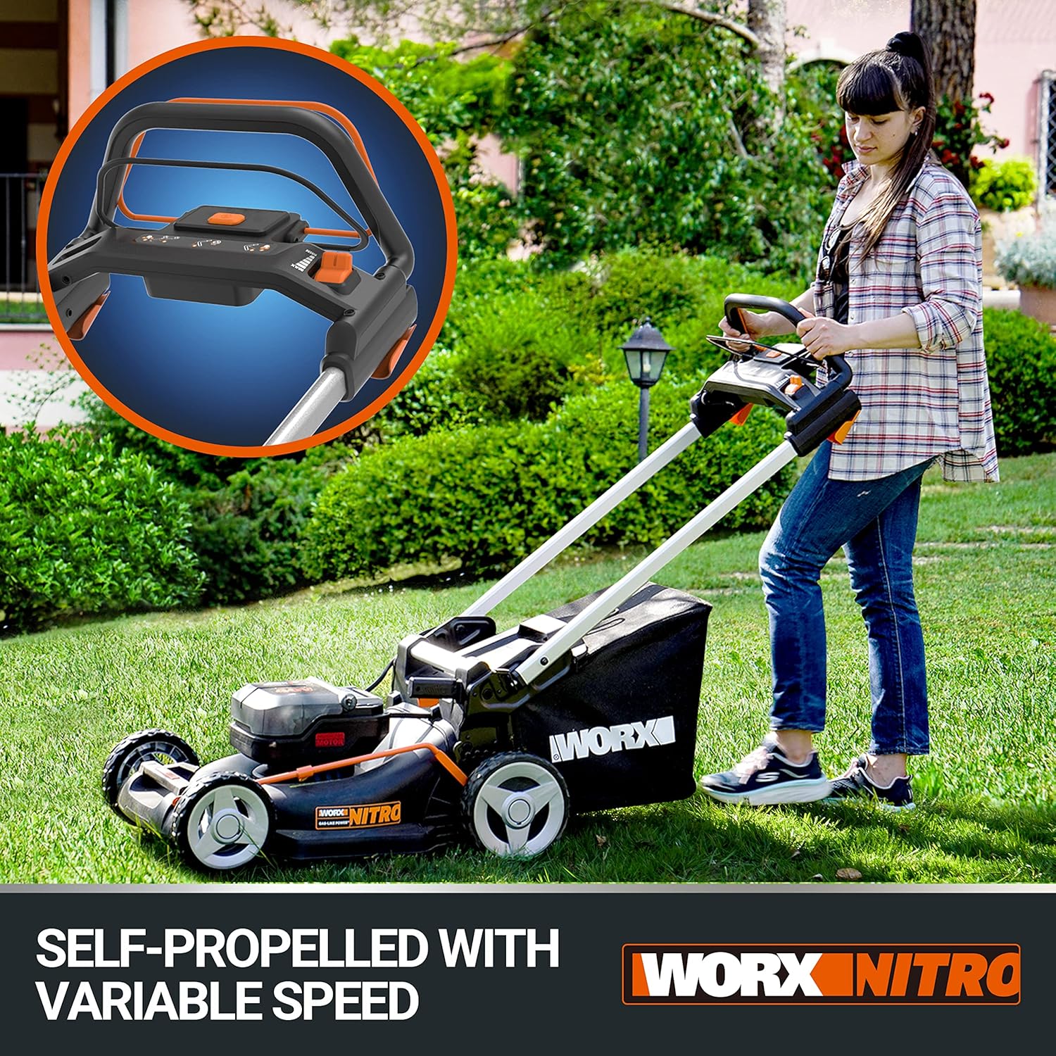 Worx Nitro 34 cm Accu grasmaaier, Elektrische grasmaaier, WG779E, 40 V PowerShare PRO 2 ST. 2,5 Ah Accu (Accu's & Oplader inbegrepen)