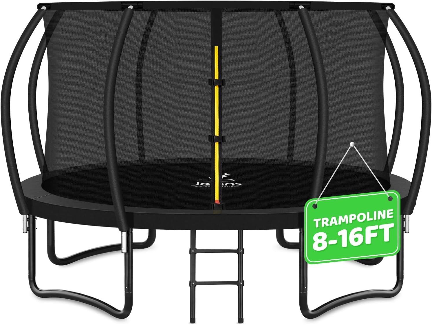 Trampoline 8FT 10FT 12FT 14FT 16FT, Recreational Trampolines with Enclosure Net and Ladder, Outdoor Anti-Rust Trampolines for Kids and Adults, ASTM Approved