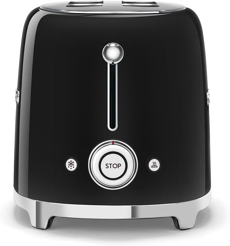 Smeg, 2x2 TSF01CREU -Toaster, 2 Schlitze für 2 Scheiben, 6 Vergoldungsniveaus, Heizfunktion, Abtau- und Bagel- Funktion, Sammelschublade, 950W, Creme
