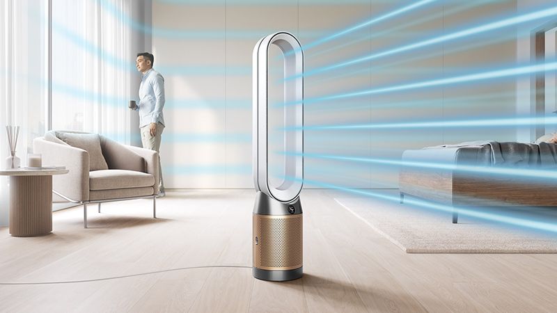Flux d&rsquo;air puissant et rafra&icirc;chissant sortant du Purificateur Tour Dyson Purifier Cool Formaldehyde&trade; 
