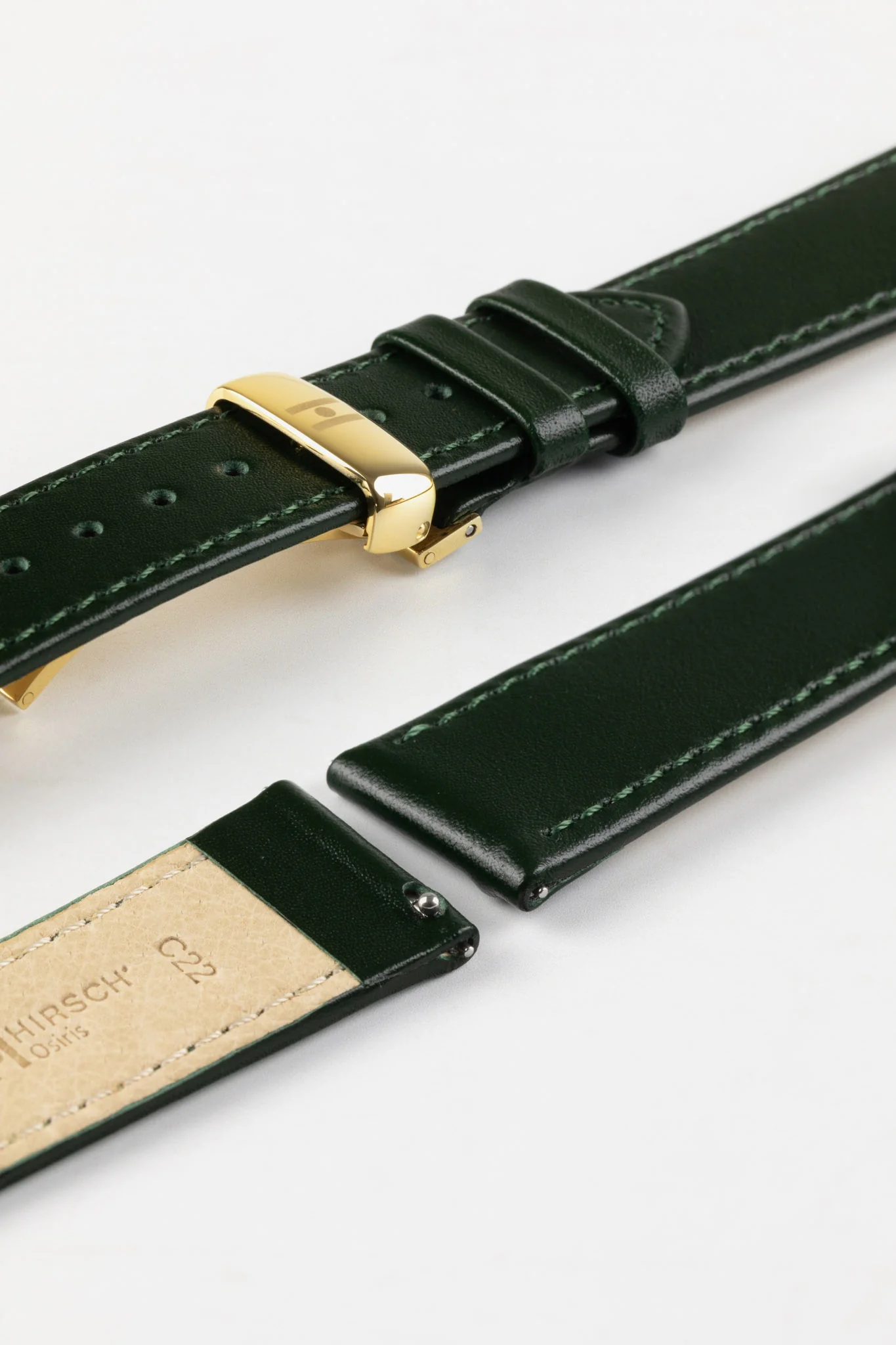 Hirsch OSIRIS Calf Leather Watch Strap in GREEN
