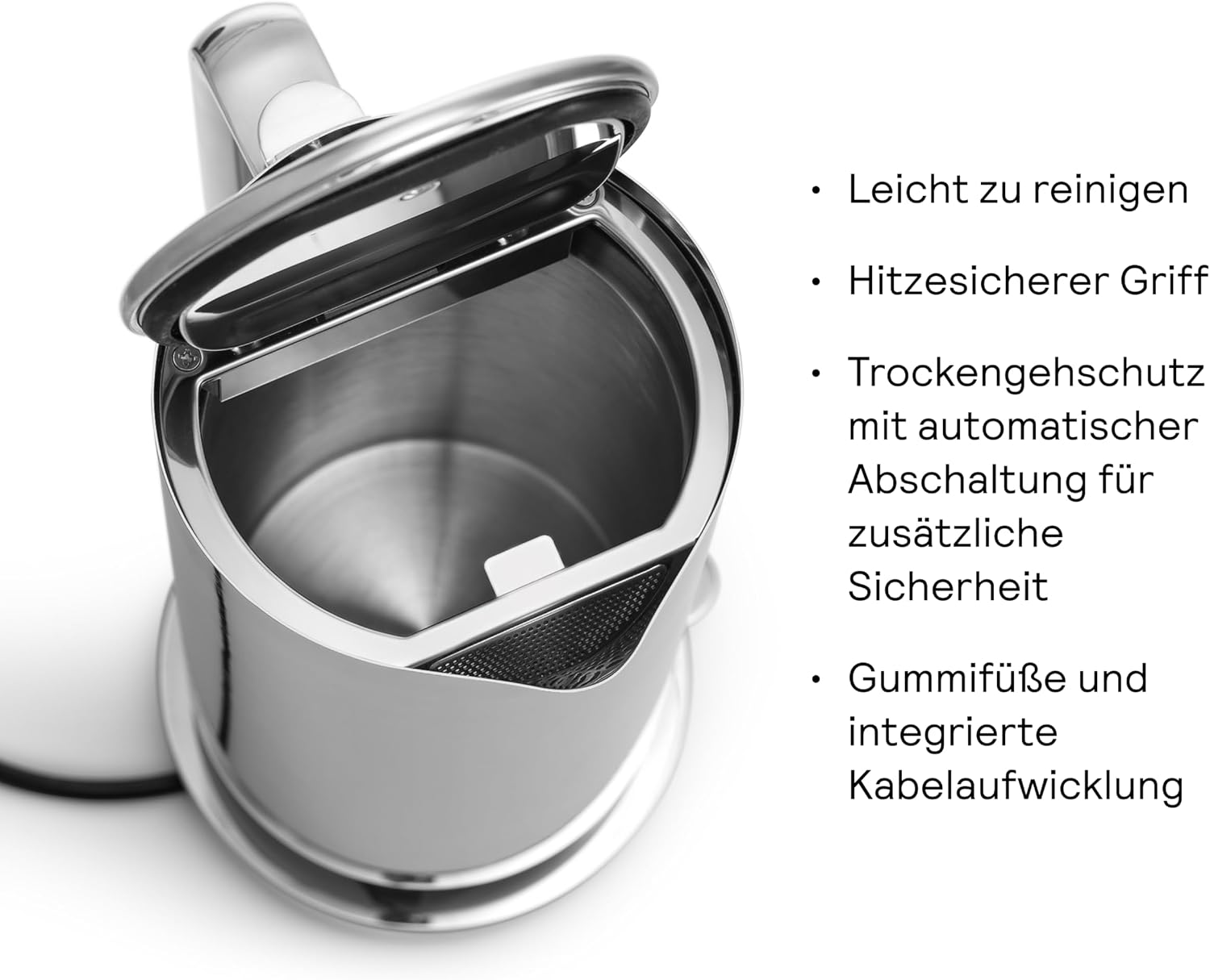 Aarke Wasserkocher aus Edelstahl mit mehreren Temperatureinstellungen, 360° drehbarem Sockel, leisem Kochvorgang und tropffreiem Ausgießer, Fassungsvermögen von 1,2 Litern (Steel)
