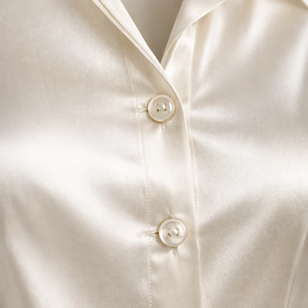 Damen Satin-Bluse mit Knopfleiste und langen ?rmeln