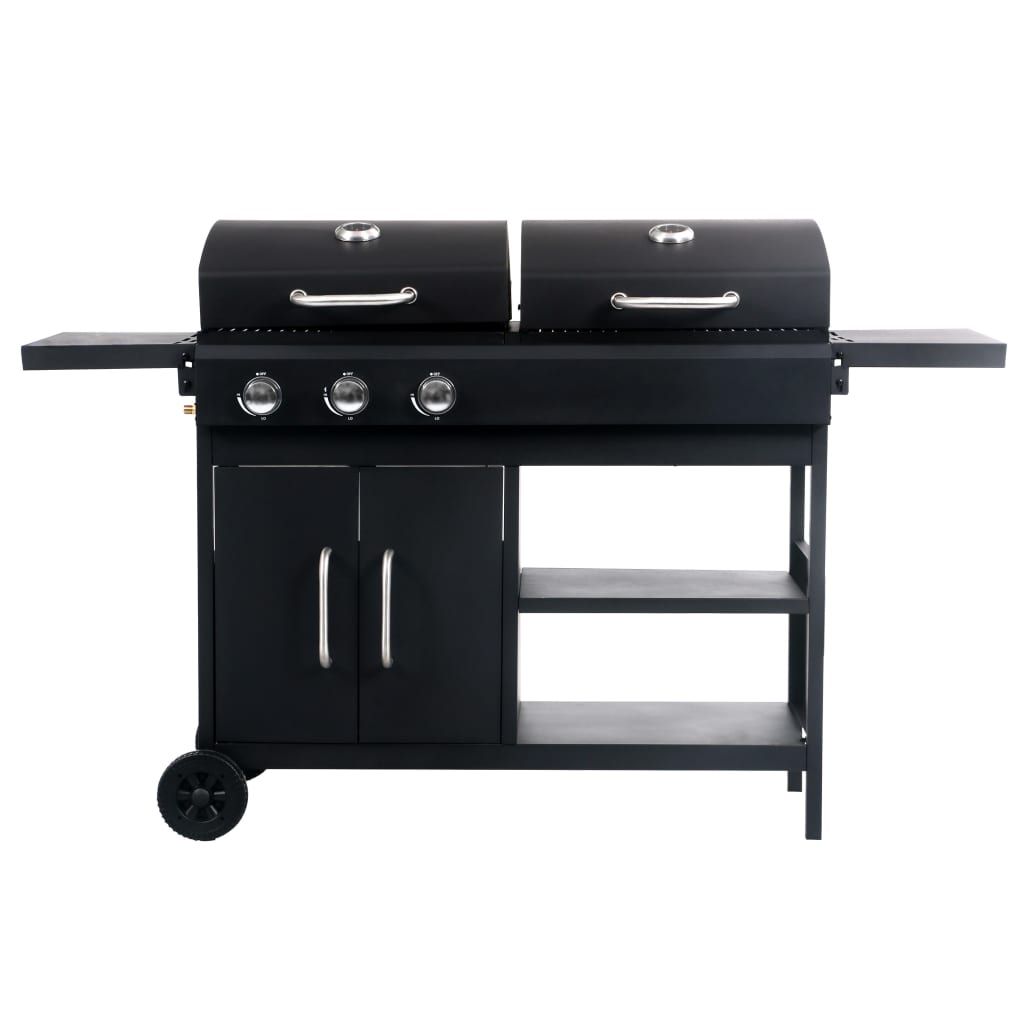 Vidaxl 3-palnikowy grill gazowo-węglowy