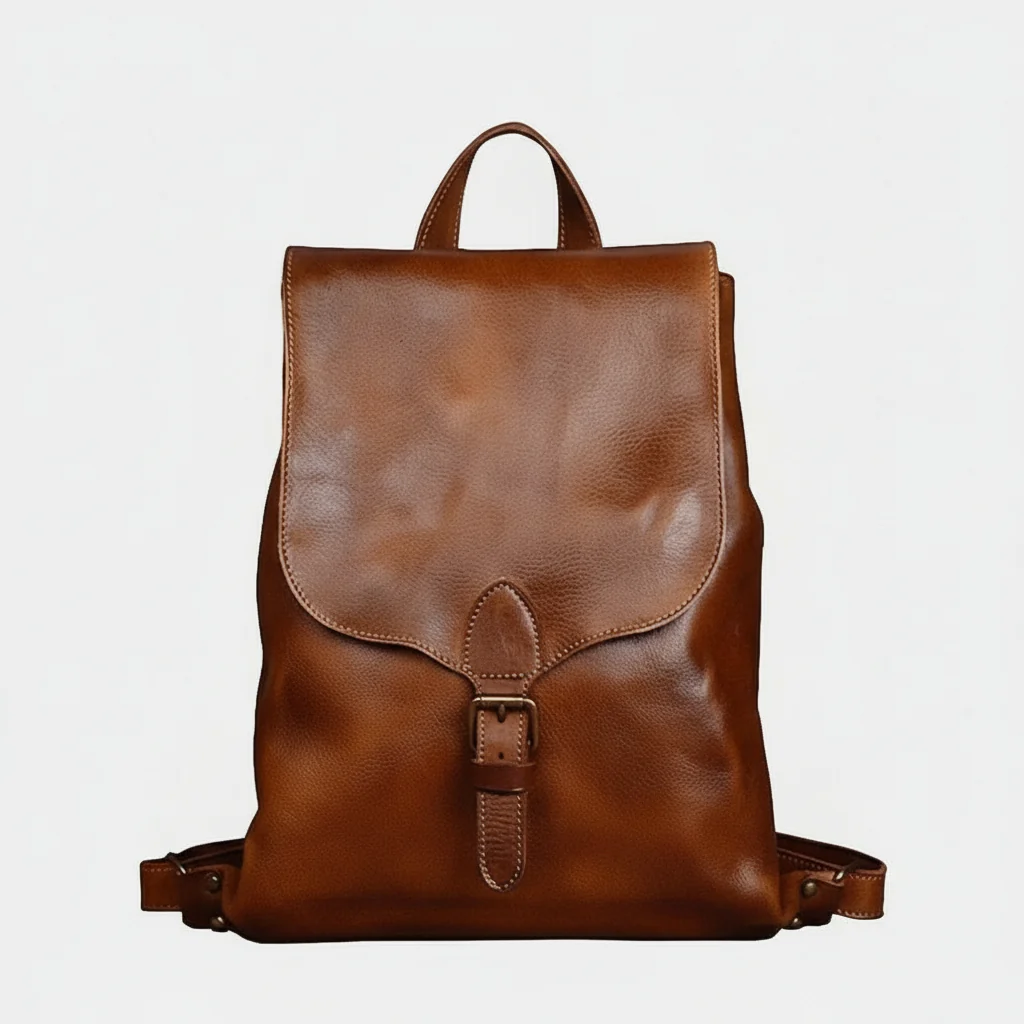Classic Leather Laptop Backpack School Bag