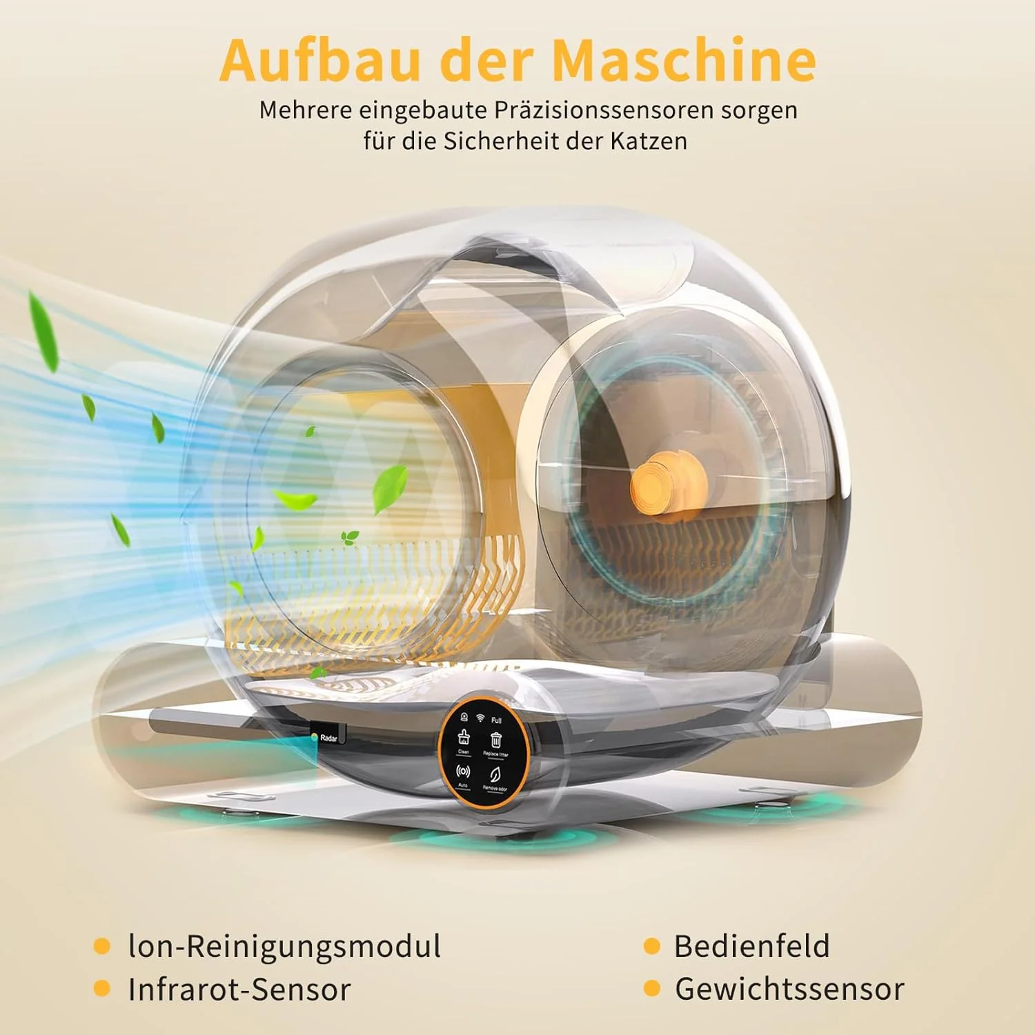 Zelfreinigende kattenbak Groot XXL 68L, Automatische kattenbak met afvalzakken, Lage instap met APP-bediening Elektrische kattenbak, voor 2 katten Zelfreinigende kattenbak
