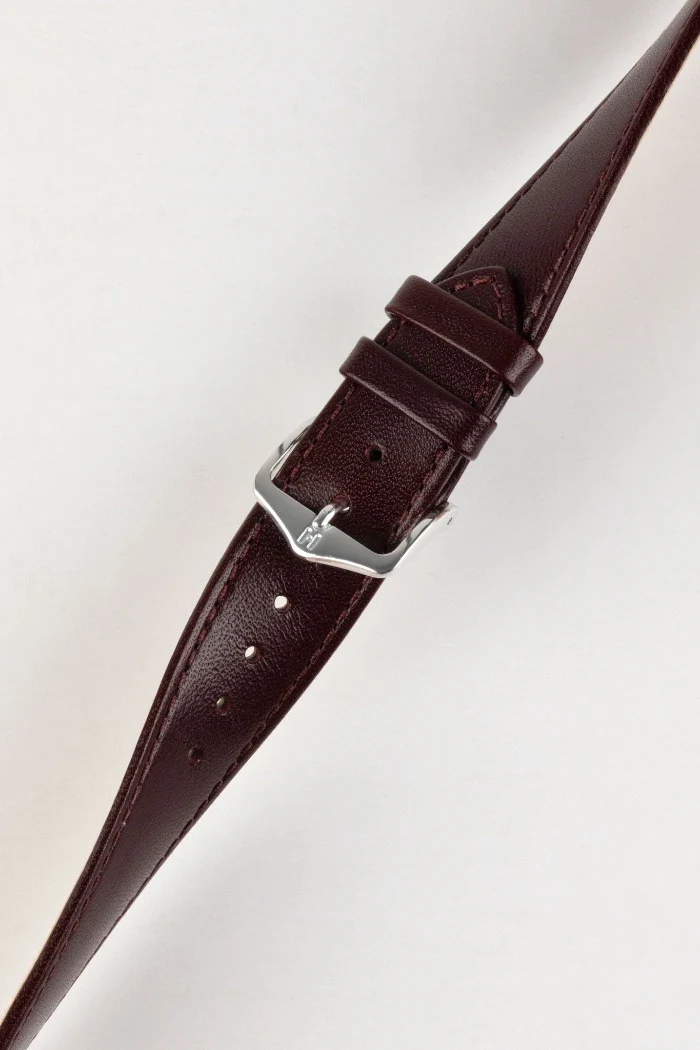 Hirsch OSIRIS Calf Leather Watch Strap in BURGUNDY