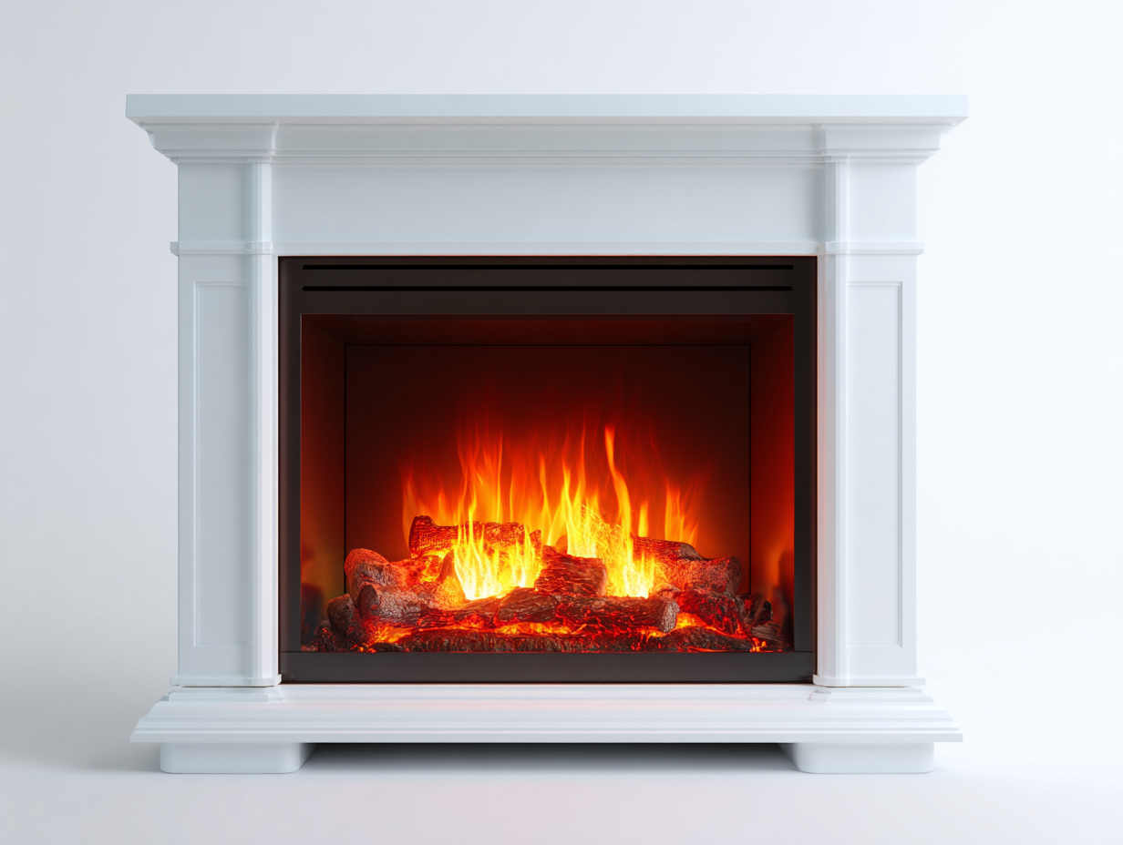 Kamin Elektrokamin Holzwerkstoff 120x32x100 cm - Weiß - klassisches Design - für Wohnzimmer