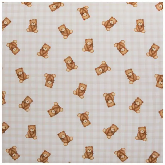 Beige Teddy Gingaham Changing Pad Cover