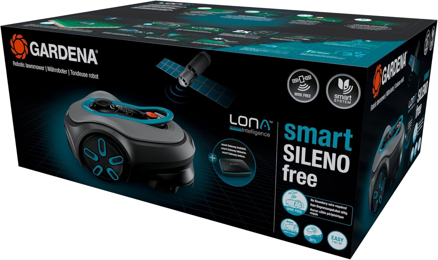 Gardena smart SILENO Free Set 750 m² Mähroboter, kabellos, für Rasenflächen bis 750 m², LONA Intelligence, ohne Begrenzungskabel, leiser Betrieb, intelligenter Mäher mit App Steuerung (19924-47)