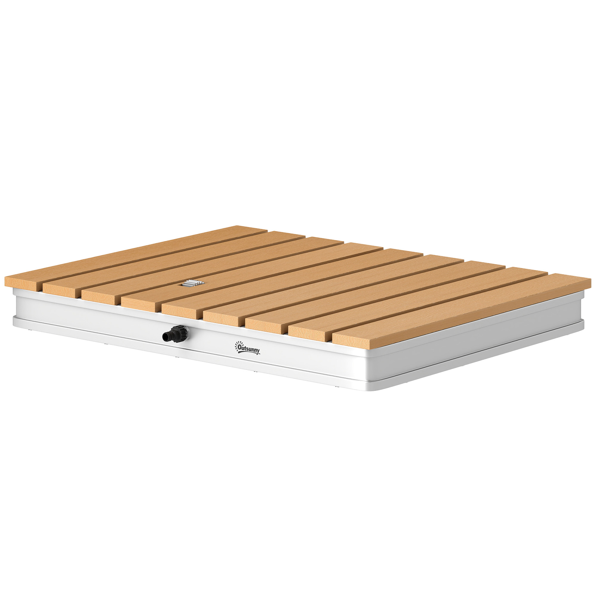 Outsunny Buitendouche Tuindouche met verstelbaar voetwiel Aluminium tot 4 m fonteinhoogte 70 x 55 cm Natuurhout