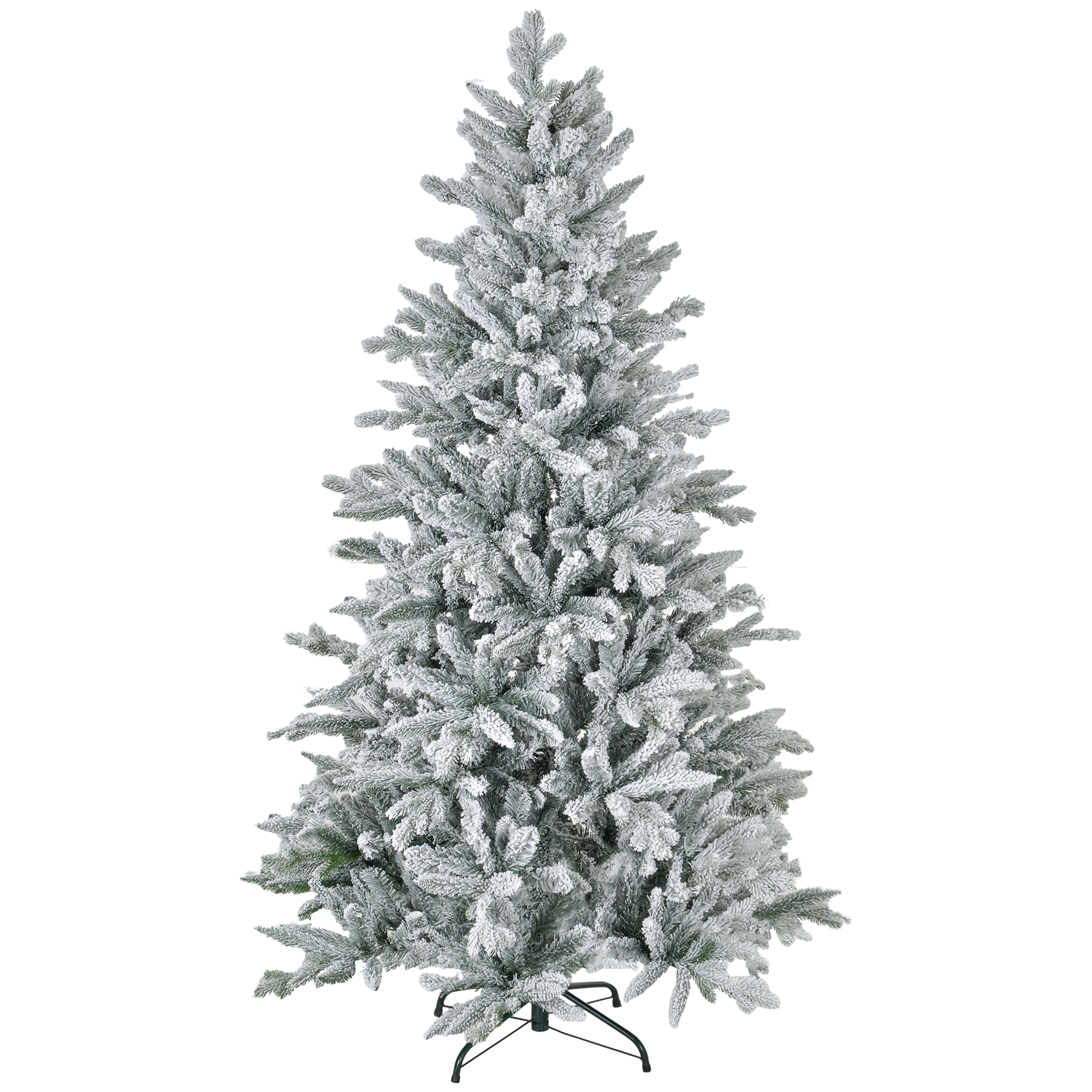 Kerstboom 180 cm, sneeuwbedekt, vlamvertragend, metalen standaard, vormbare takken, Groen