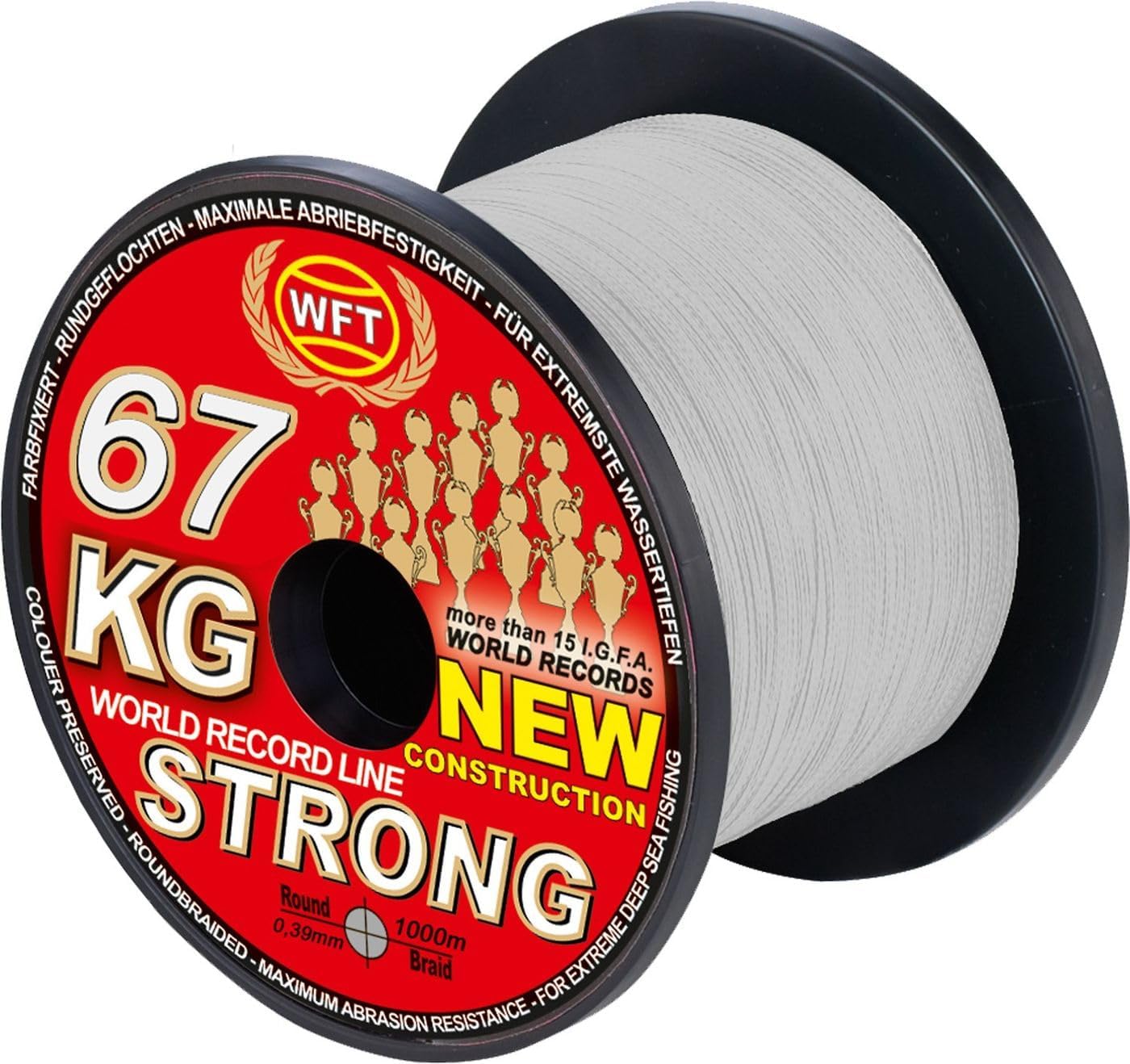 WFT New KG Strong Trans 1000m 67kg - Geflochtene Angelschnur zum Meeresangeln, Geflechtschnur, Meeresschnur zum Heilbuttangeln