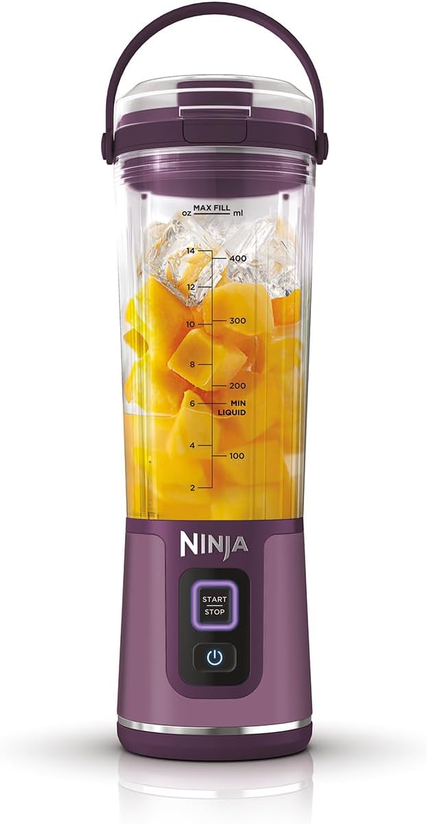 Ninja Blast Tragbarer Mixer / Blender / Smoothie Maker, 530ml Becher, Auslaufsicherer Deckel, Leistungsstarker Mini Standmixer, Kabellos & Wiederaufladbar, Zerkleinert Eis & Obst, Schwarz, BC151EUBK