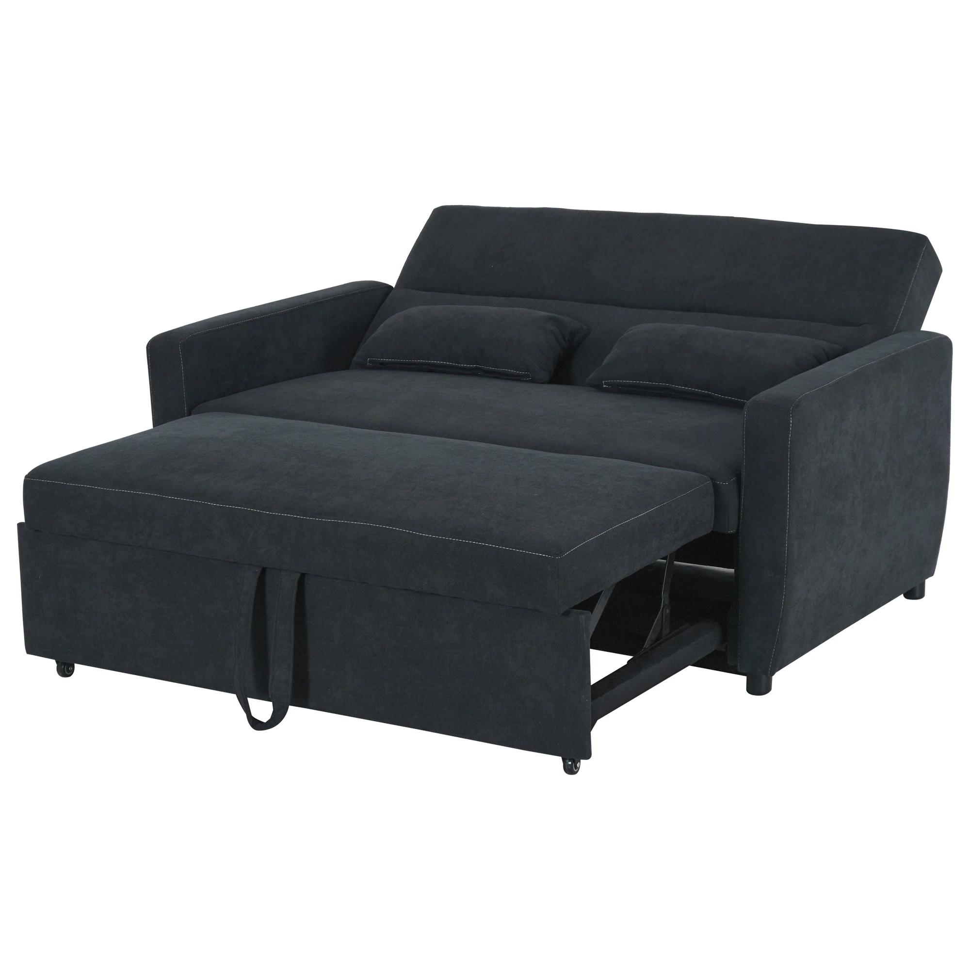 slaapbank, opklapbare bank, 2-zits stoffen bank, slaapbank, bank met slaapfunctie, bankstel, verstelbare hoek 148 x 82 x 89 cm