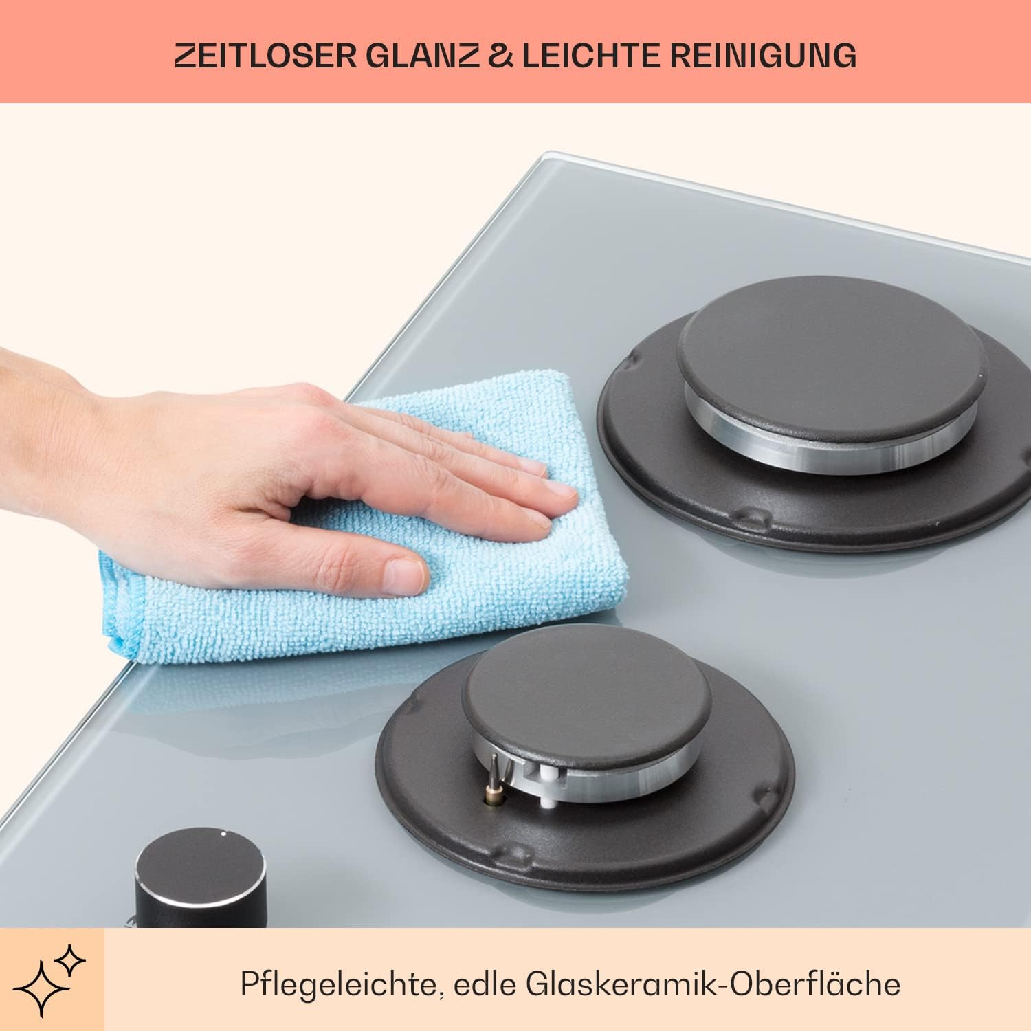 Klarstein Gasherd, Einbau-Gasherd für Propan Gasflasche, Gaskochfeld 4 Flammig, Gasherd für Küche, Camping & Wohnmobil, 8000 W Kochplatte, LPG Gaskocher, Herdplatte für Propangas, Edelstahl Gas-Herd